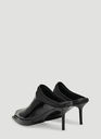 Leather Heeled Mules in Black