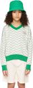 The Campamento Kids Green & Off-White Zigzag Sweater