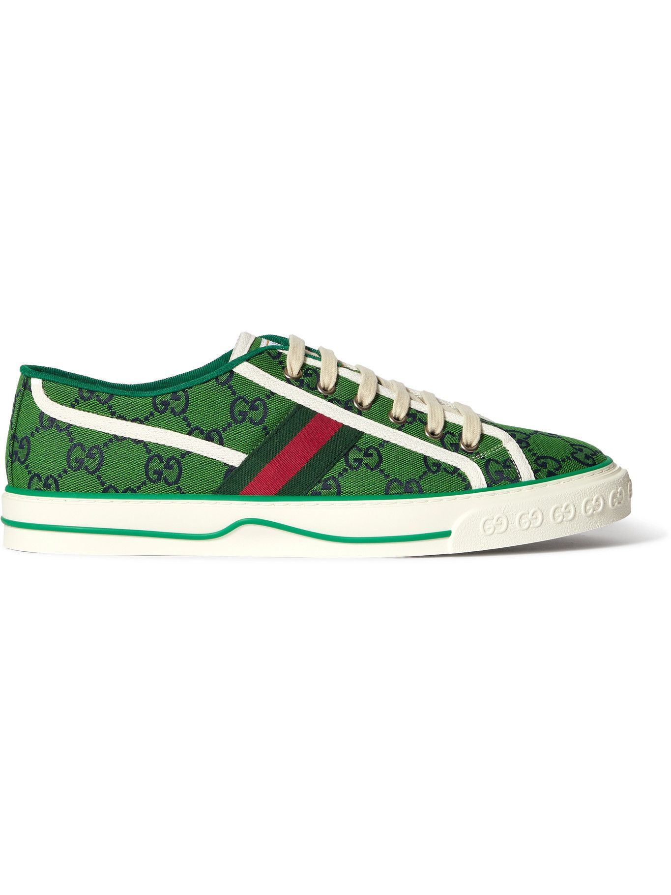 GUCCI - Tennis 1977 Webbing-Trimmed Logo-Jacquard Canvas Sneakers ...