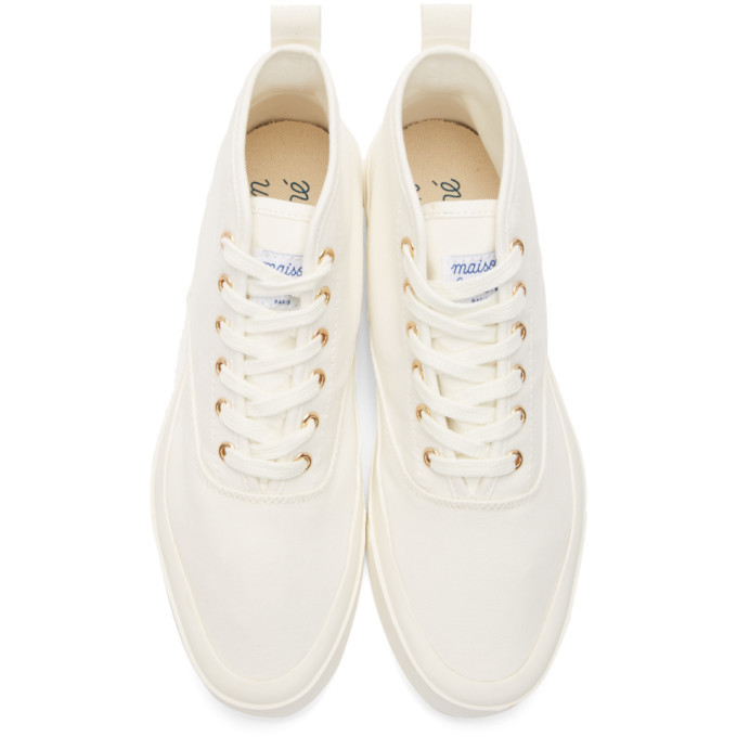 Maison Kitsune White Canvas High-Top Sneakers Maison Kitsune