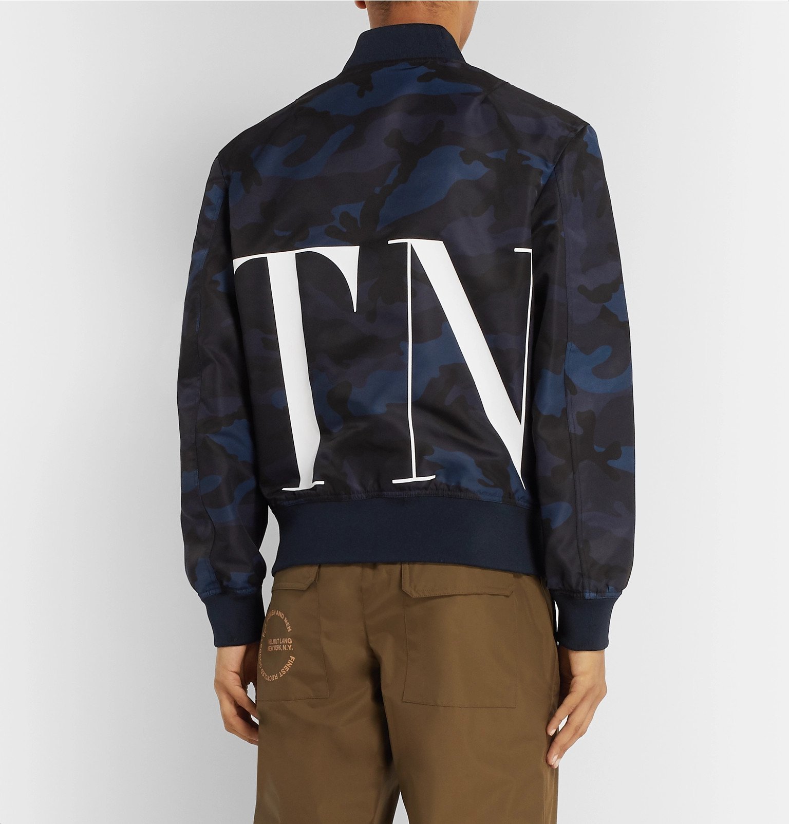 Valentino - Logo and Camouflage-Print Nylon Bomber Jacket - Blue 