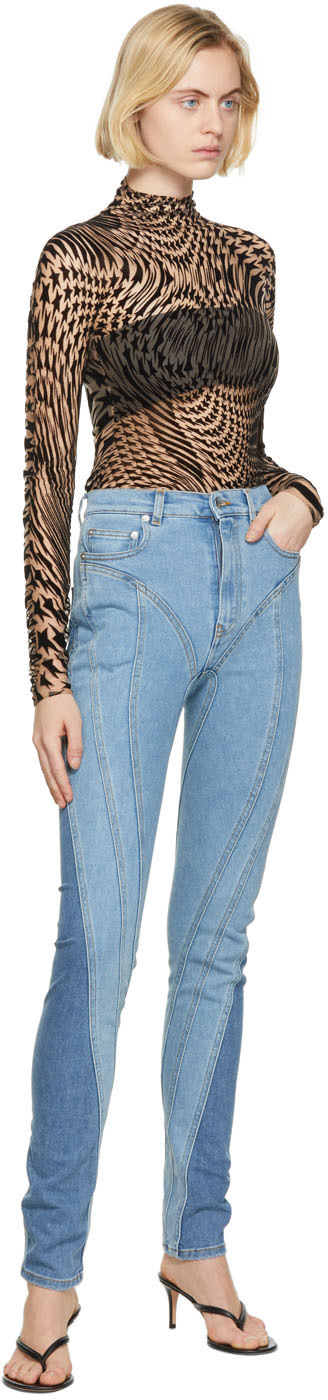 Mugler Blue Two-Tone Spiral Jeans Mugler