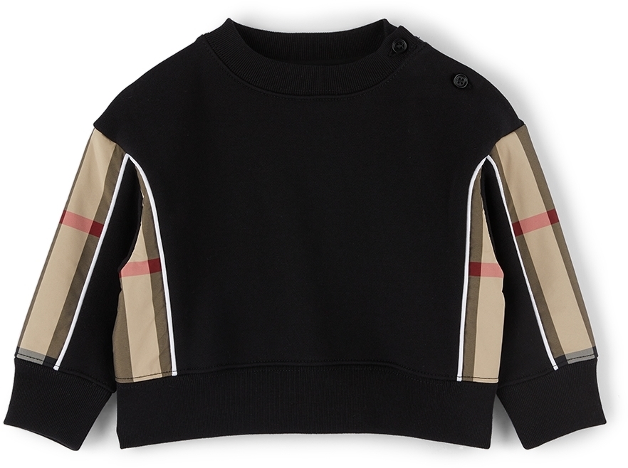 Photo: Burberry Baby Black Check Panel Sweatshirt