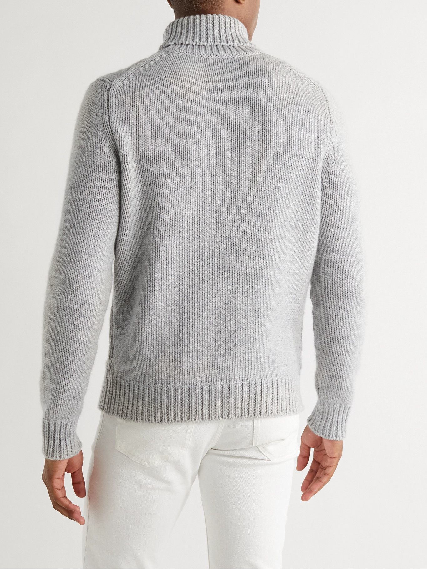 CANALI - Cable-Knit Cashmere Rollneck Sweater - Gray Canali