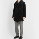 Oliver Spencer - Newington Double-Breasted Faux Shearling-Lined Cotton-Corduroy Coat - Black