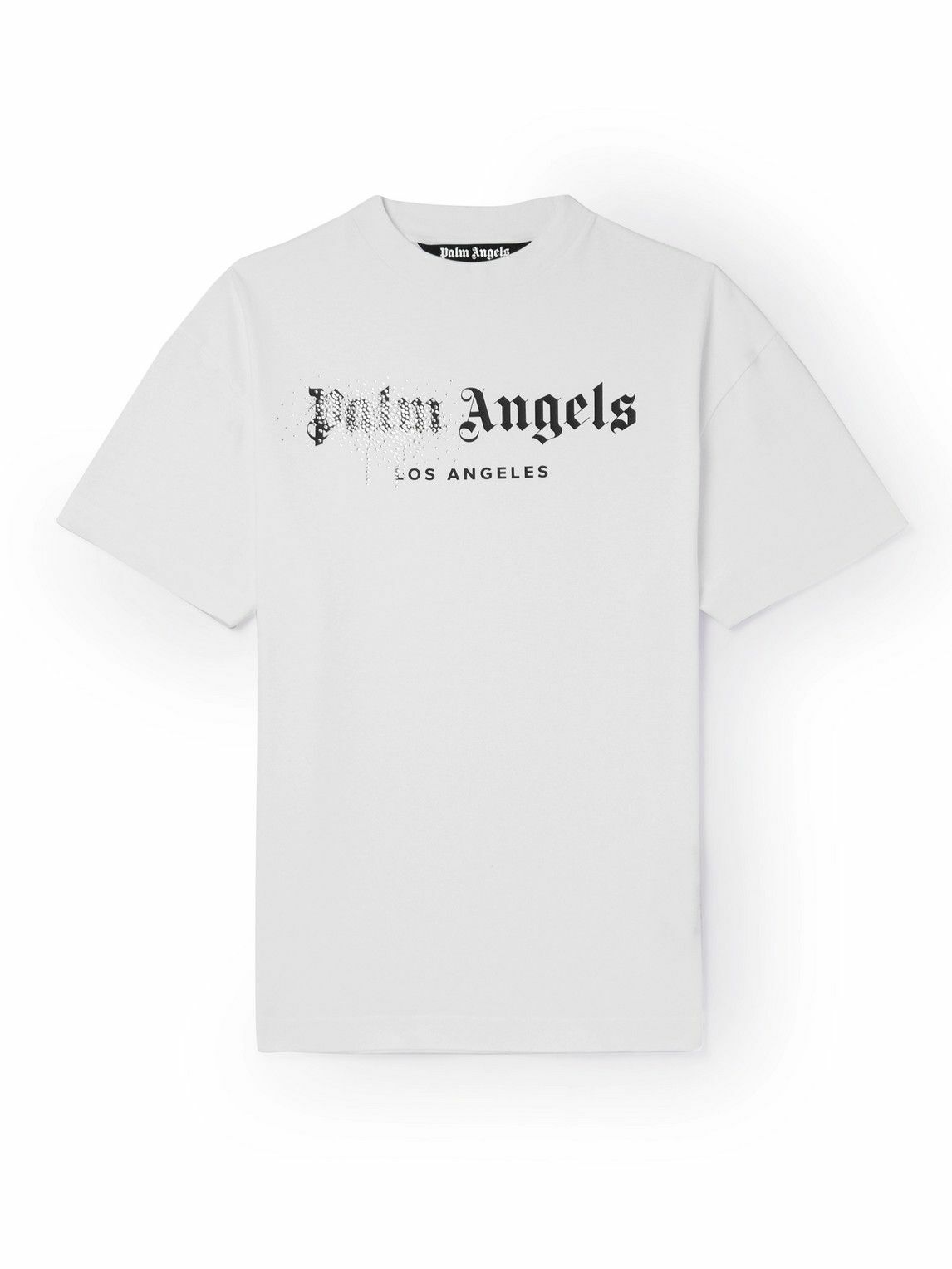 Palm Angels - Logo-Print Crystal-Embellished Cotton-Jersey T-Shirt ...