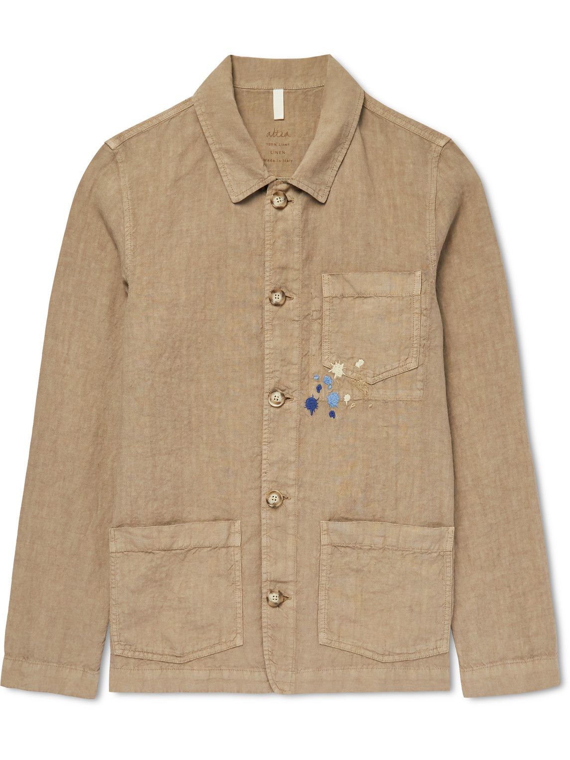 Altea - Hoxton Garment-Dyed Embroidered Linen Overshirt - Neutrals Altea