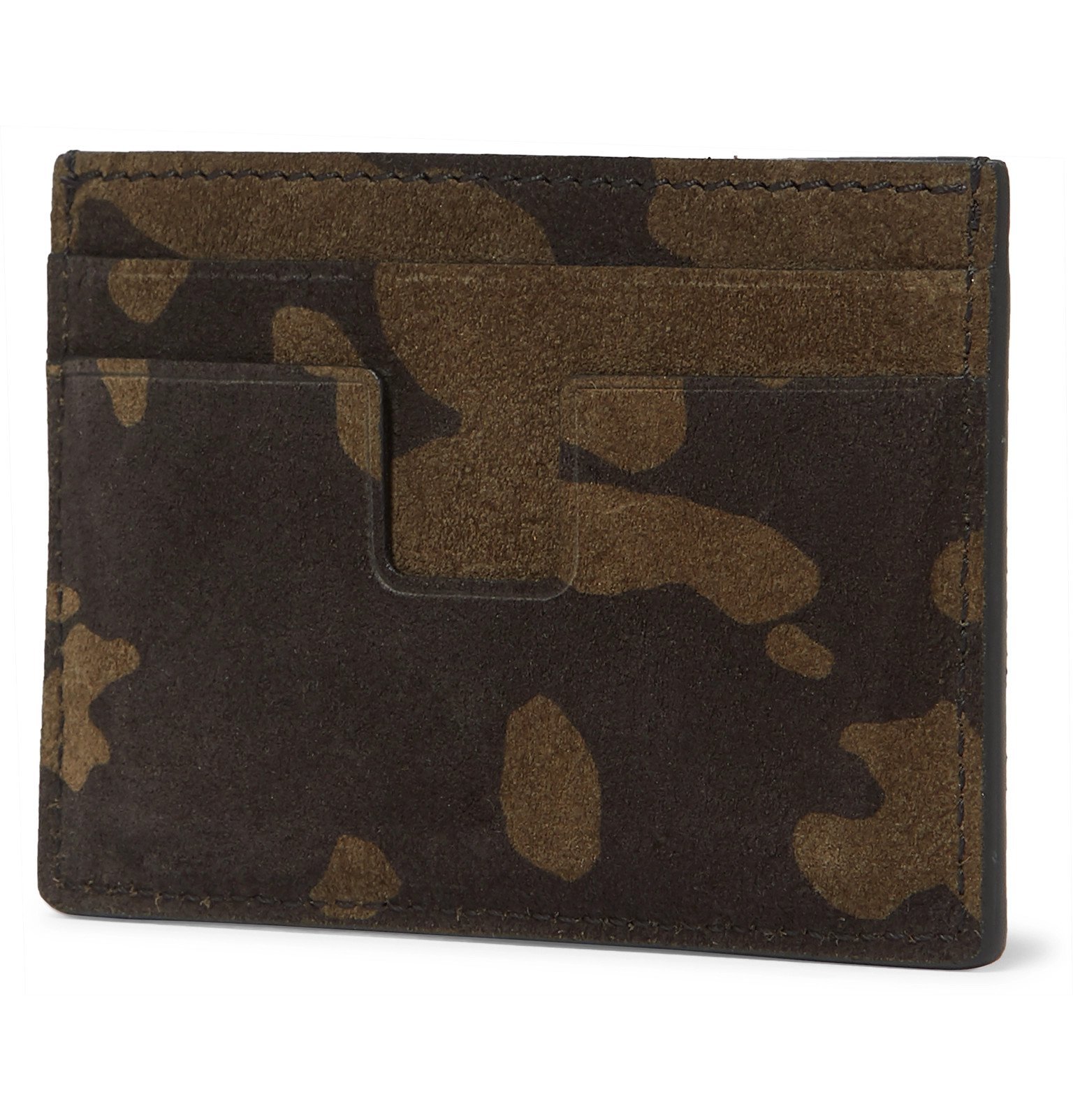 TOM FORD - Camouflage-Print Suede Cardholder - Green TOM FORD