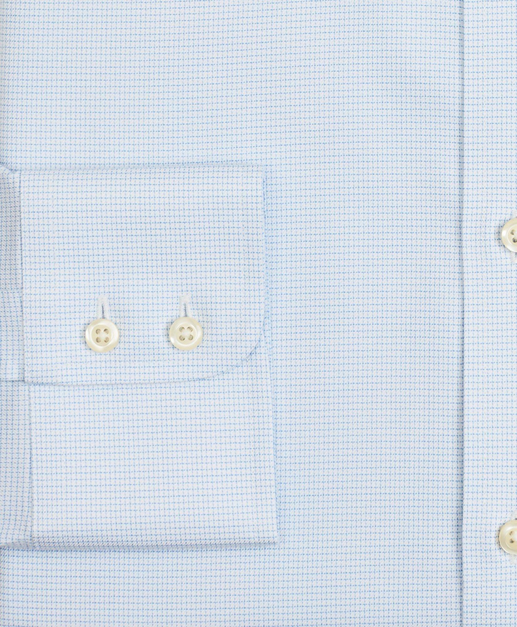 Brooks Brothers Men's Stretch Regent Regular-Fit Dress Shirt, Non-Iron Twill Button-Down Collar Micro-Check | Light Blue
