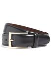Brooks Brothers Men's Gold Buckle Leather Dress Belt | Black