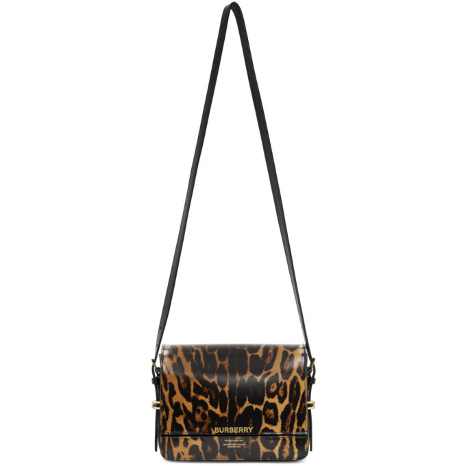 Burberry Black and Brown Small Leopard Grace Bag Burberry