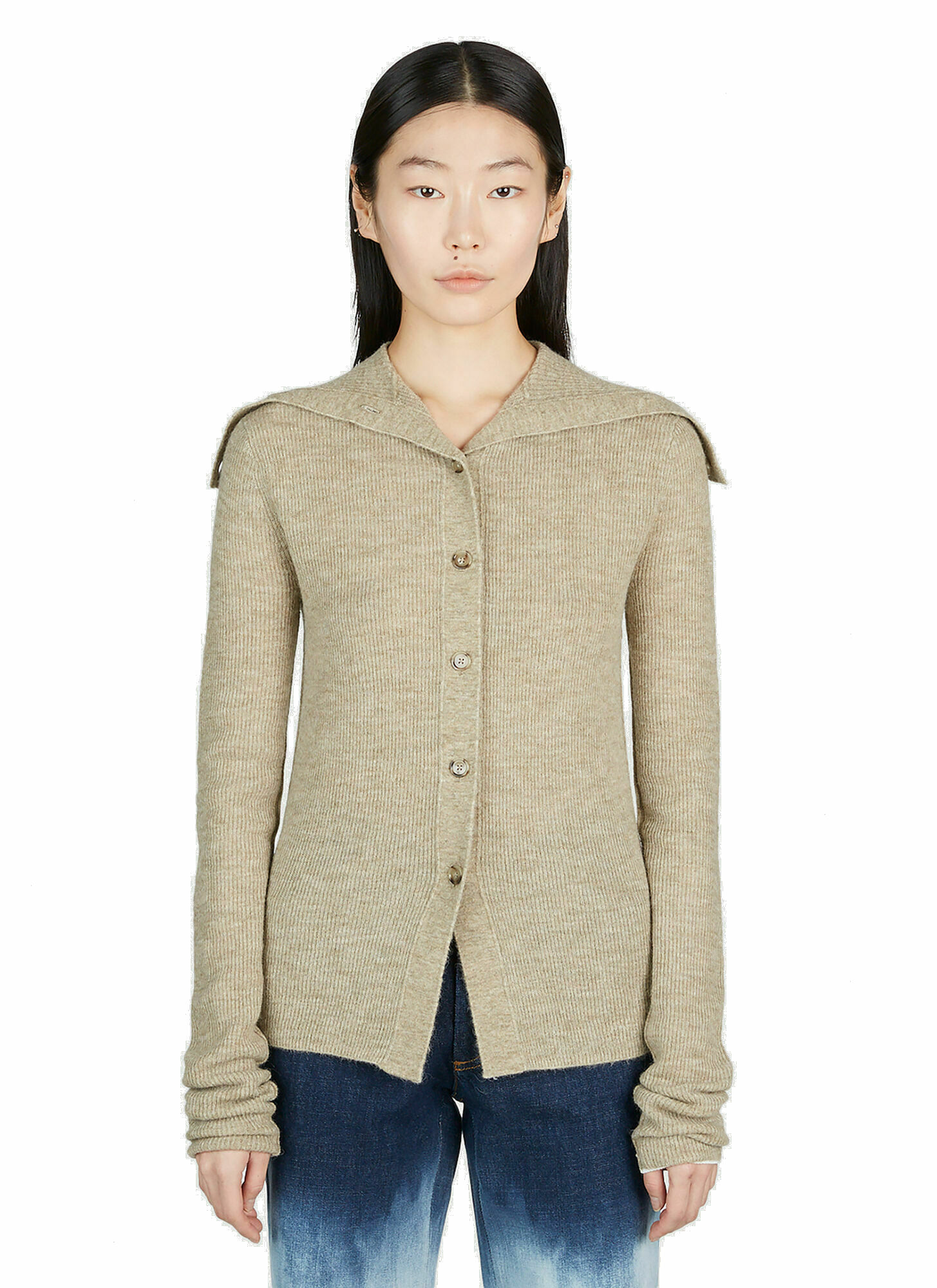 Acne Studios - Sailor Collar Cardigan in Beige Acne Studios