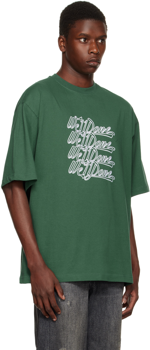 We11done Green Flocked T-Shirt We11done