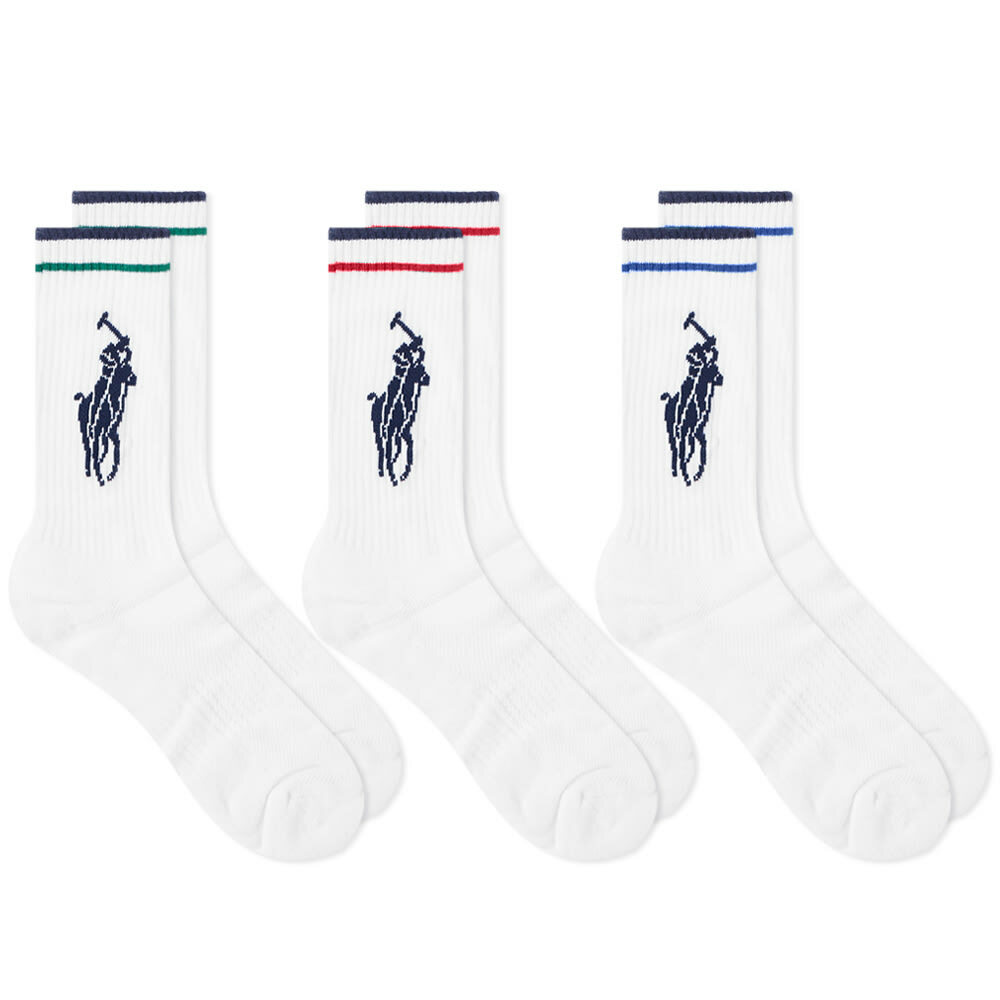 Polo Ralph Lauren Men's Pony Player Cotton Crew Sock 3 Pack in White
