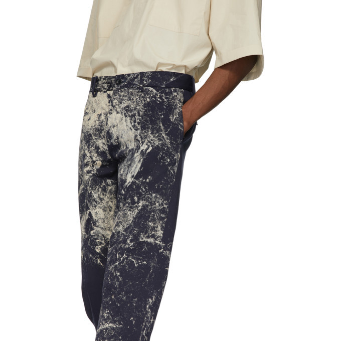 Maison Margiela Navy Paint Splatter Trousers Maison Margiela