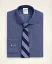 Brooks Brothers Men's Regent Regular-Fit Dress Shirt, Dobby English Collar Stripe | Navy