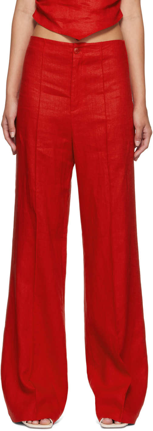 Photo: Reformation Red Silvie Trousers
