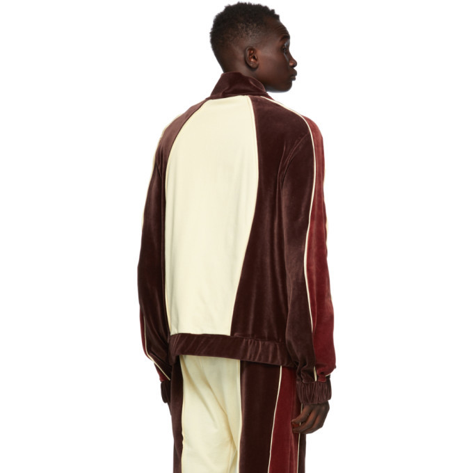 Telfar Brown and Yellow Velour Track Jacket Telfar