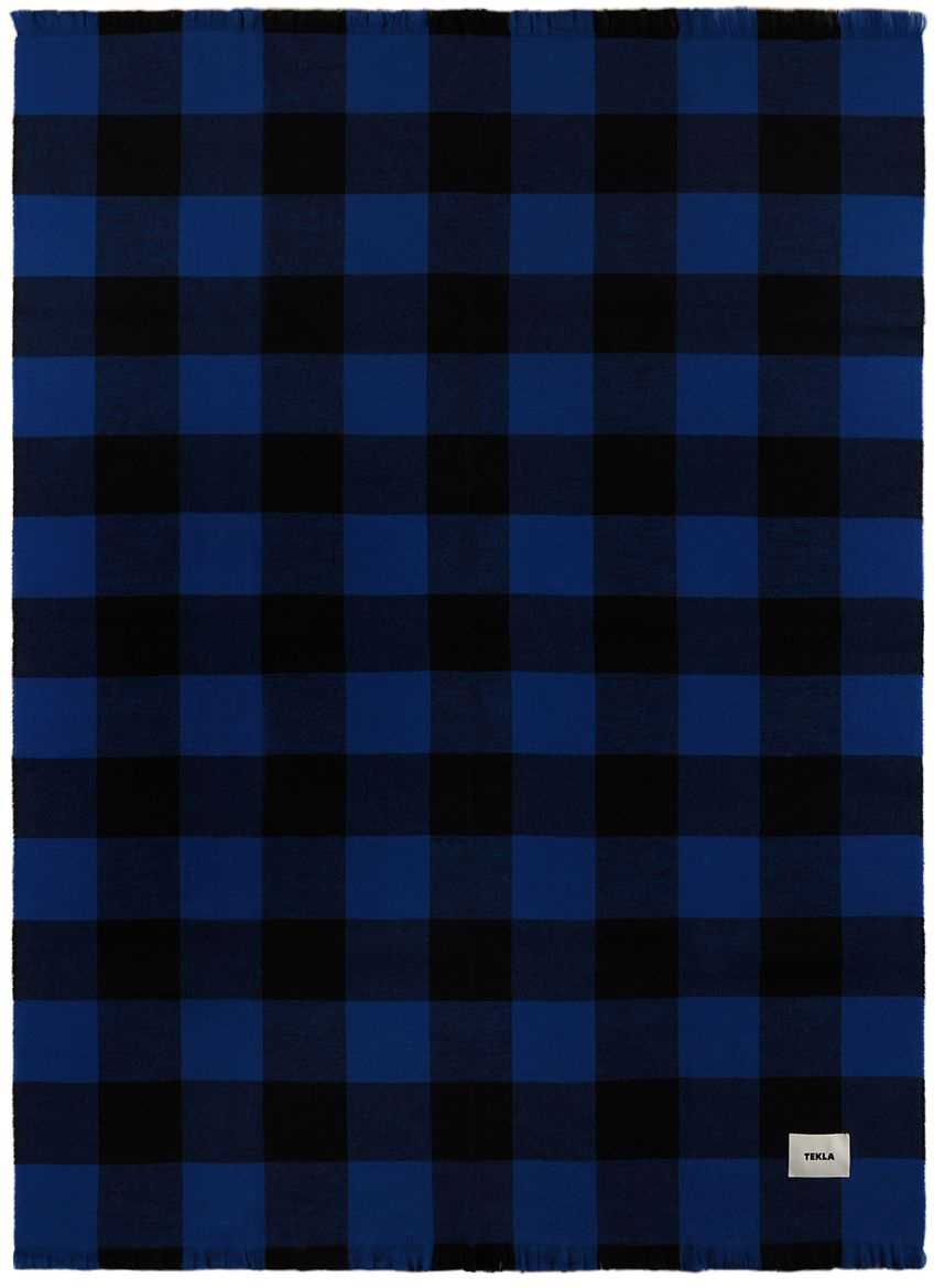Tekla Blue & Black Gingham Blanket Tekla Fabrics