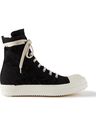 Rick Owens - Distressed Twill High-Top Sneakers - Black