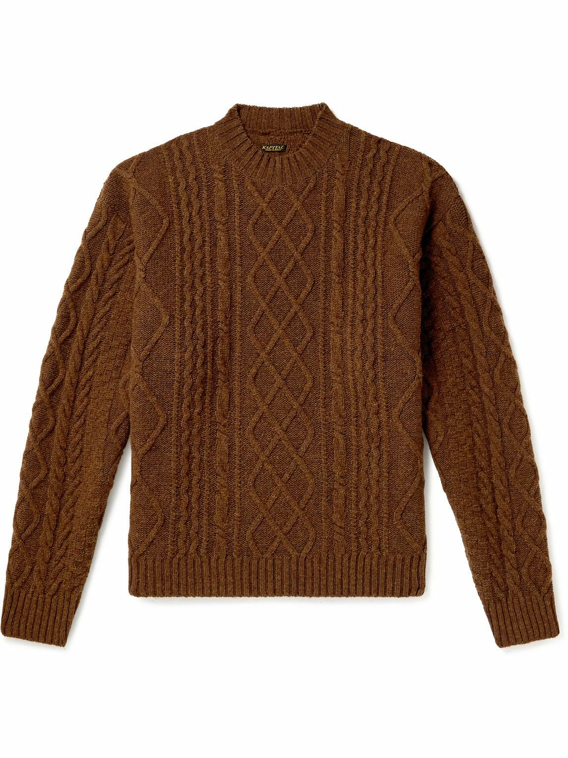 KAPITAL - Intarsia Cable-Knit Wool-Blend Sweater - Brown KAPITAL