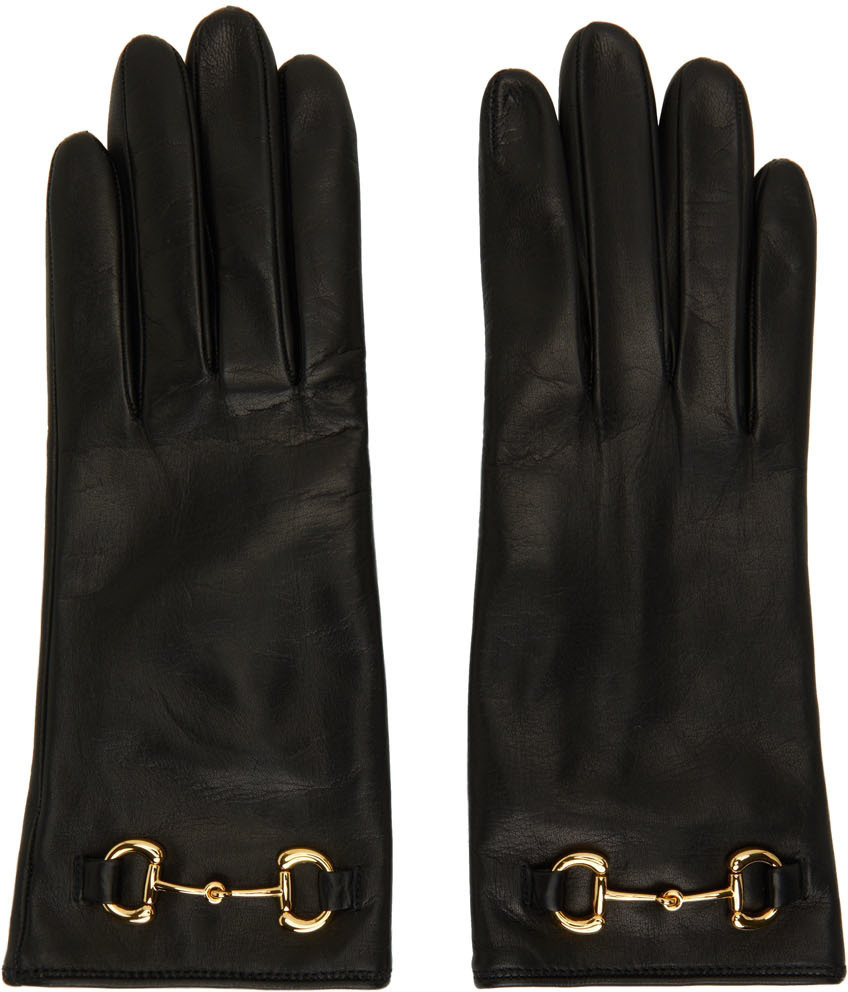 Gucci Black Leather Horsebit Gloves Gucci