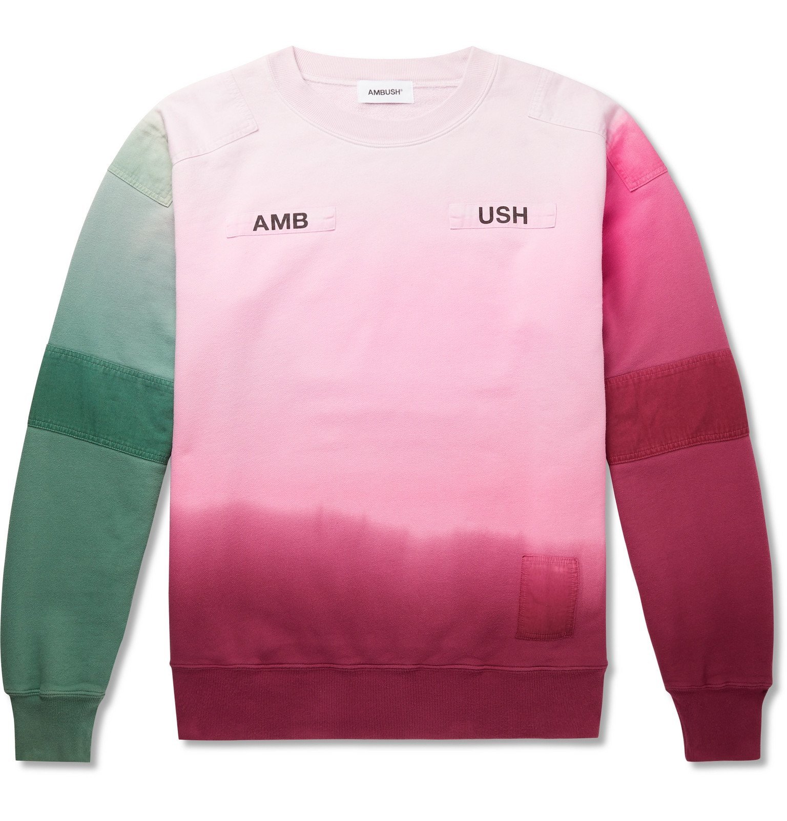 AMBUSHÂ® - Logo-AppliquÃ©d Patchwork Tied-Dyed Loopback Cotton-Jersey Sweatshirt - Pink Ambush