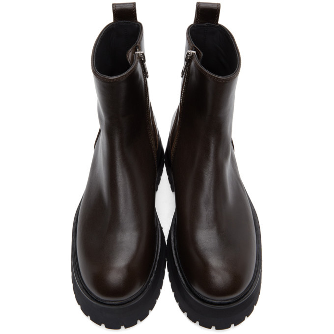 ann demeulemeester brown rustic ankle boots