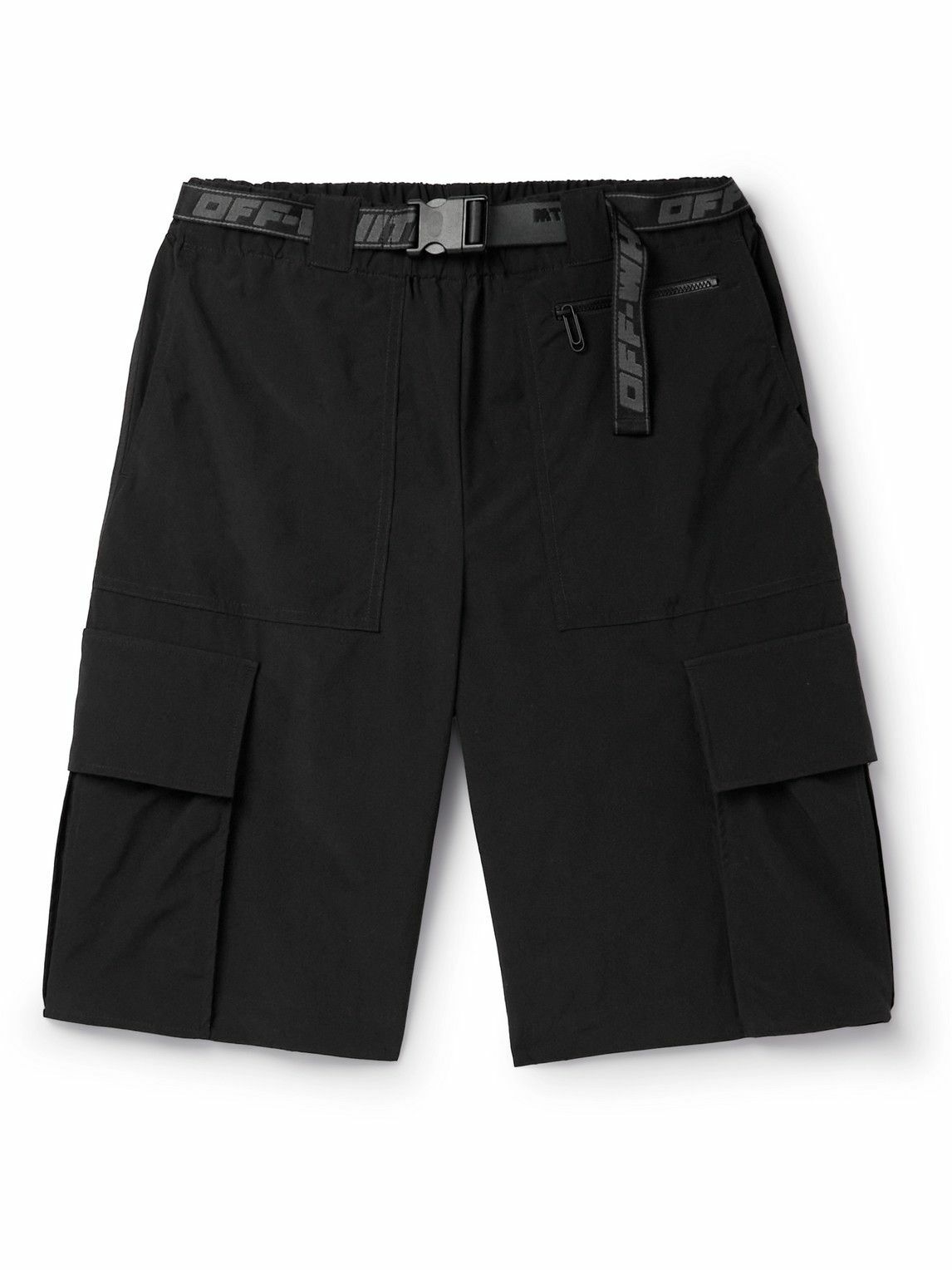 Photo: Off-White - Indust Straight-Leg Belted Shell Cargo Shorts - Black