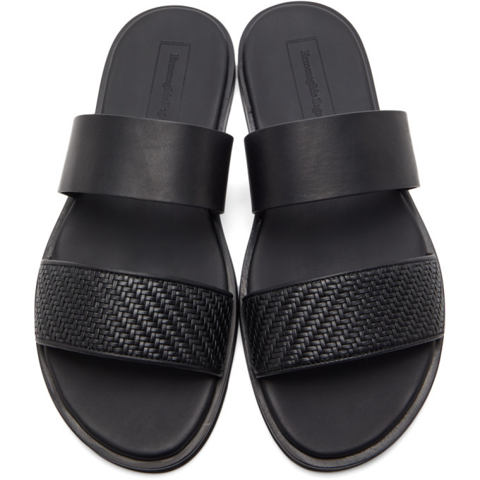 Ermenegildo Zegna Black Double Strap Sandals Ermenegildo Zegna