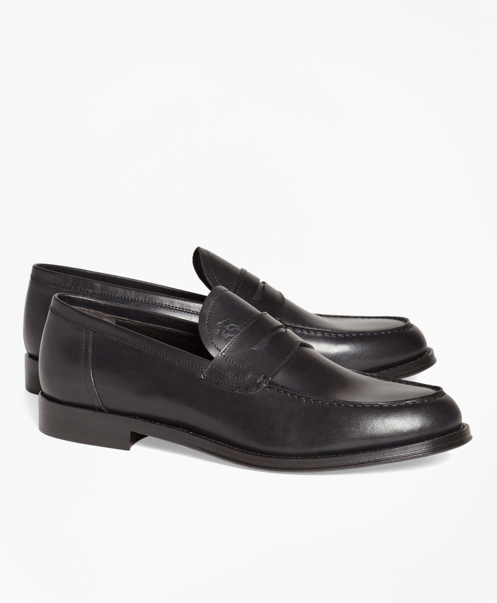 Photo: Brooks Brothers Men's 1818 Footwear Leather Penny Loafers | Black