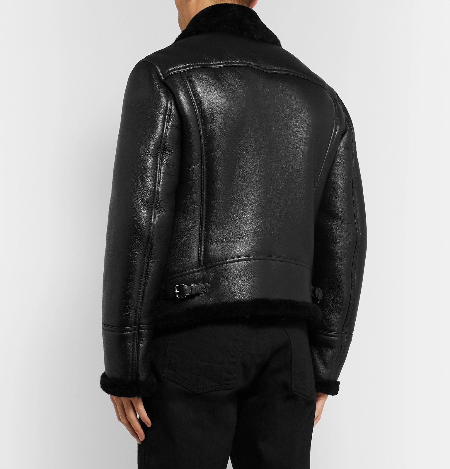 TOM FORD - Shearling-Lined Leather Aviator Jacket - Black TOM FORD