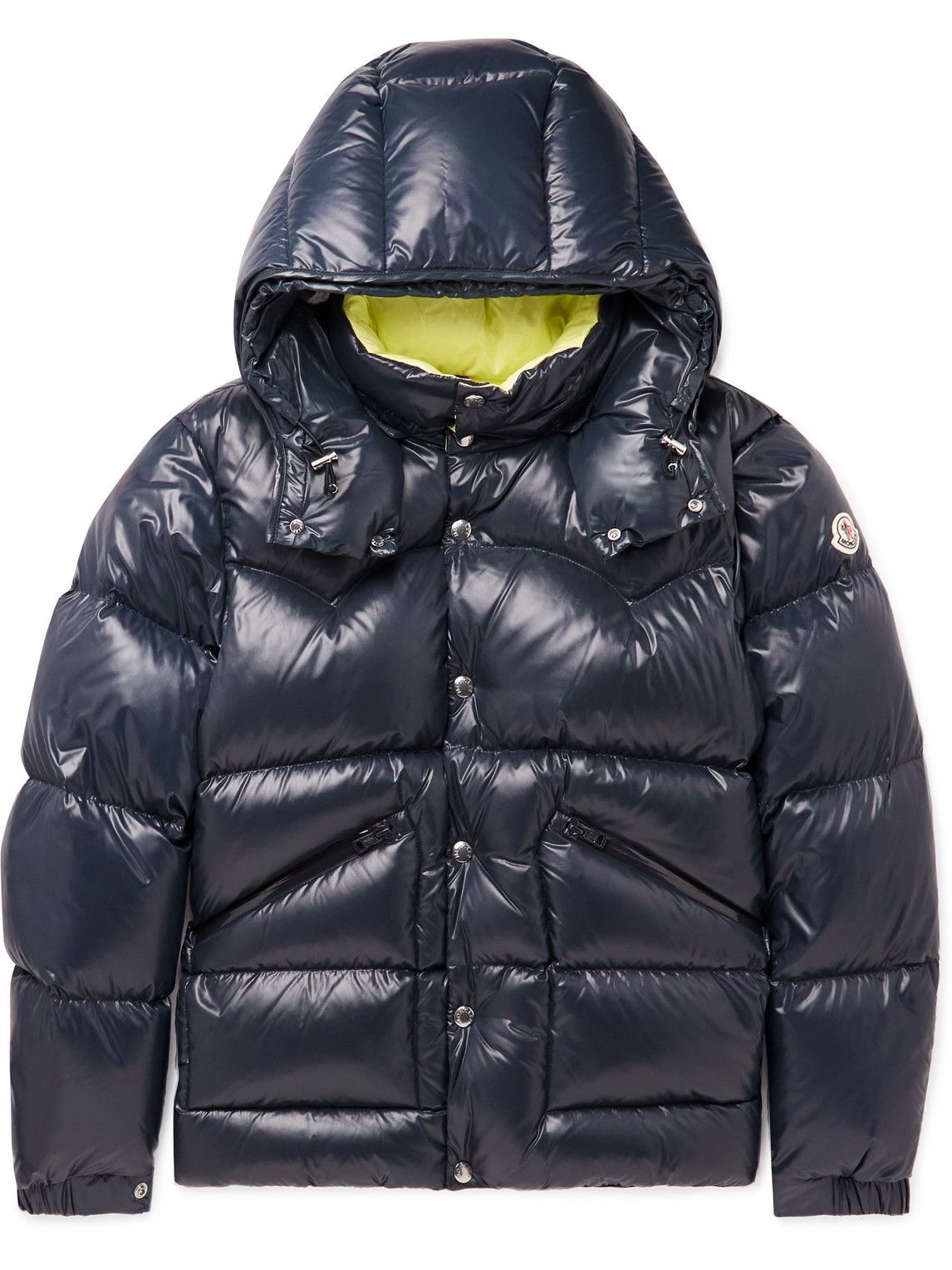 Moncler - Coutard Quilted Glossed-Shell Hooded Down Jacket - Blue Moncler