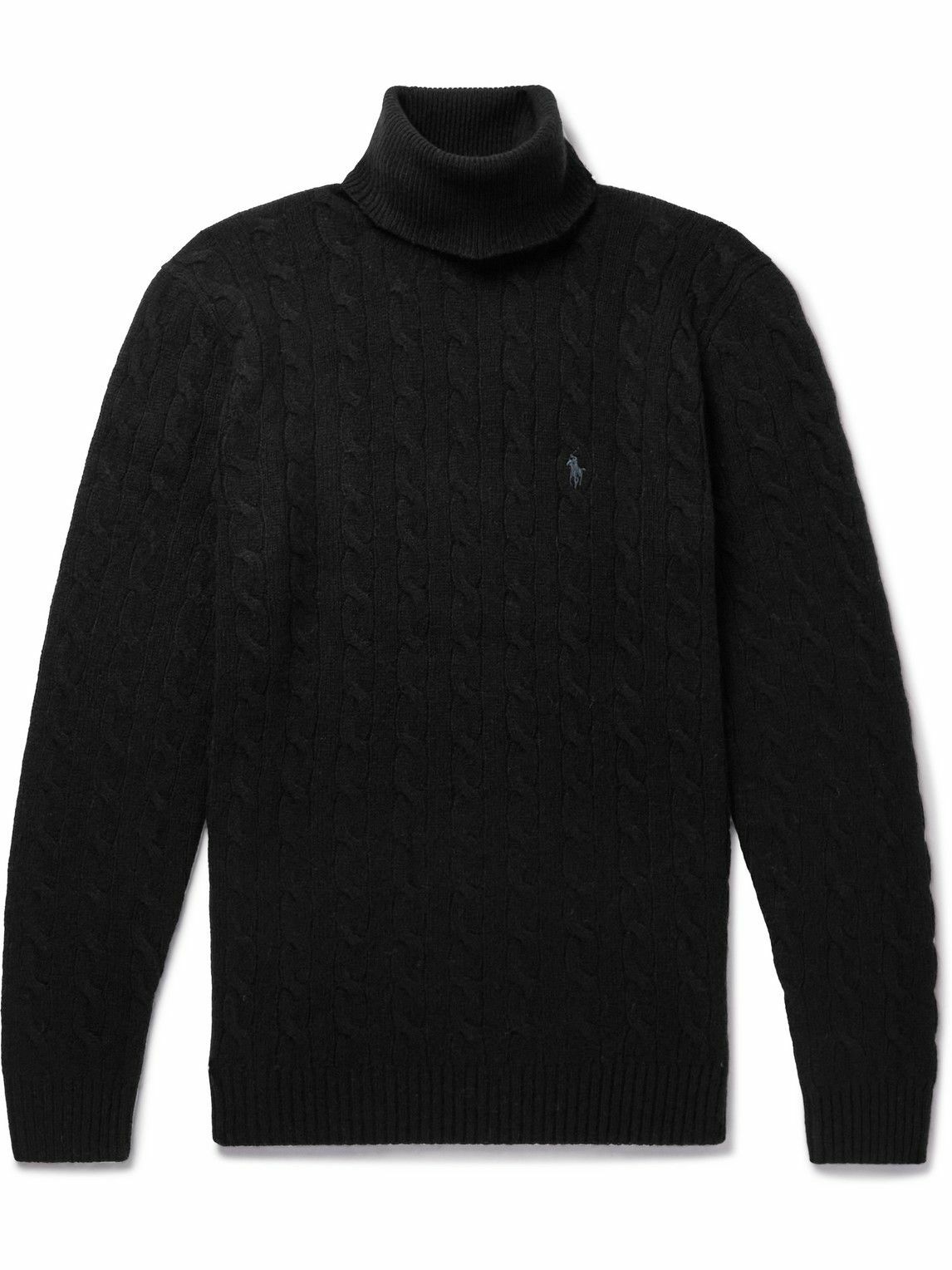 Photo: Polo Ralph Lauren - Cable-Knit Wool and Cashmere-Blend Rollneck Sweater - Black