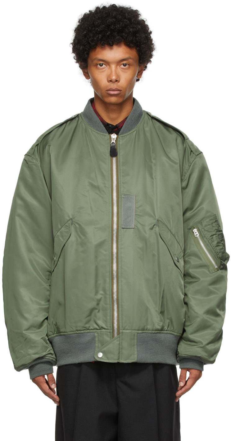 Junya Watanabe Green Script Bomber Jacket Junya Watanabe