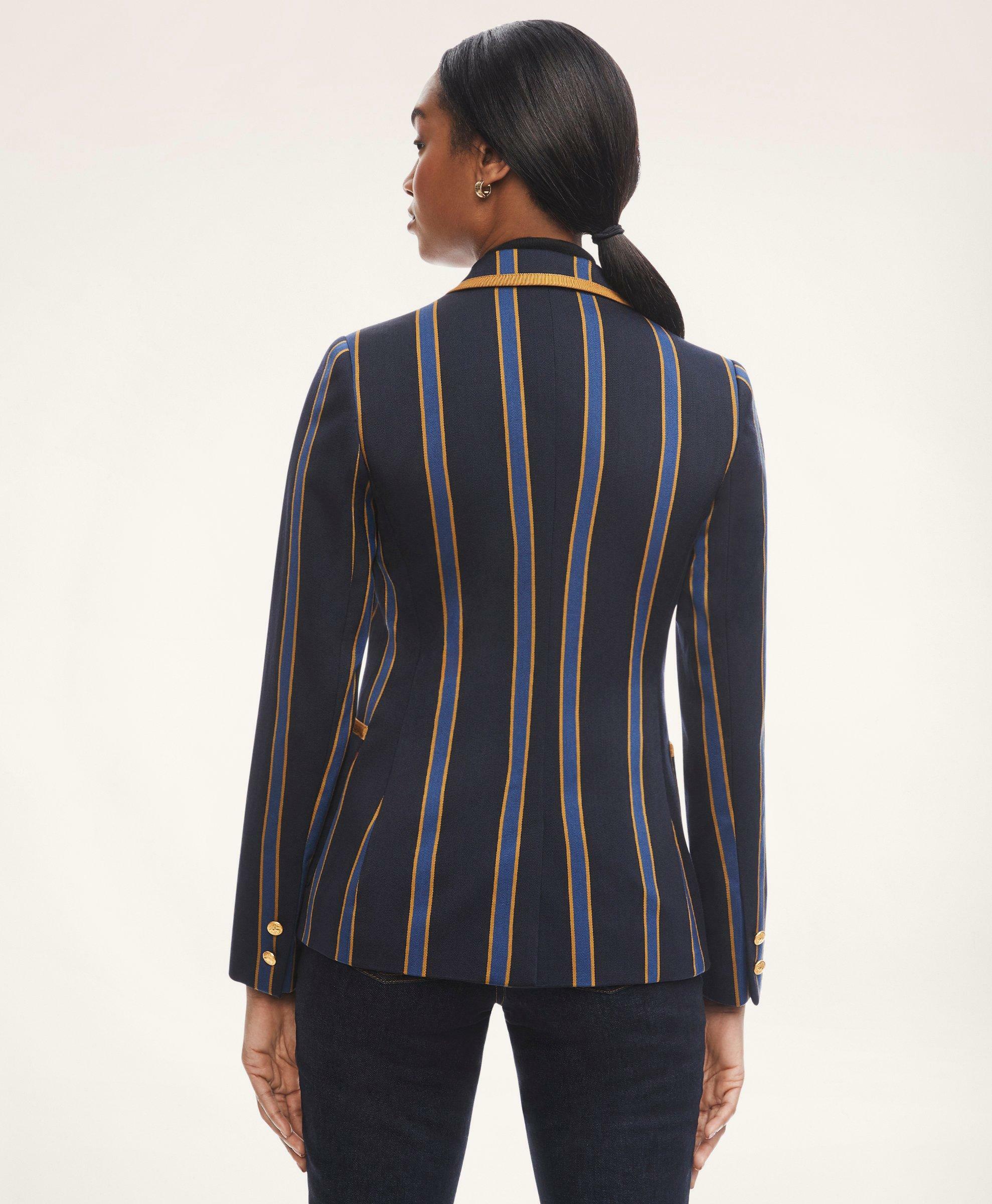 Brooks Brothers Women's Wool Blend Striped School Blazer | Navy