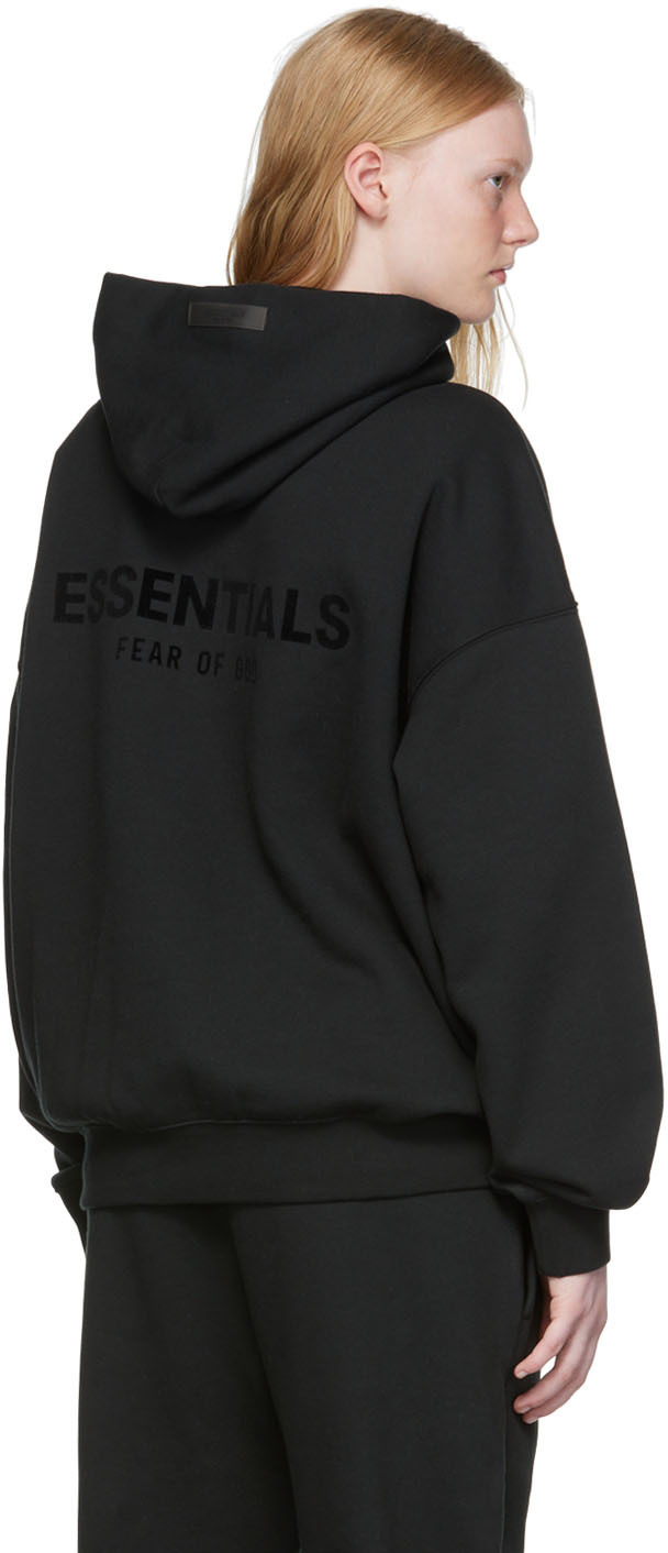 Essentials Black Cotton Hoodie Essentials