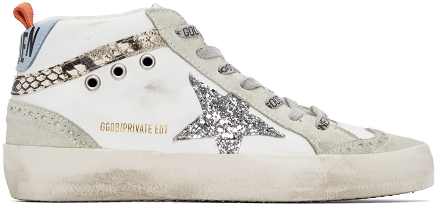 Golden Goose SSENSE Exclusive White & Grey Mid Star Classic Sneakers ...