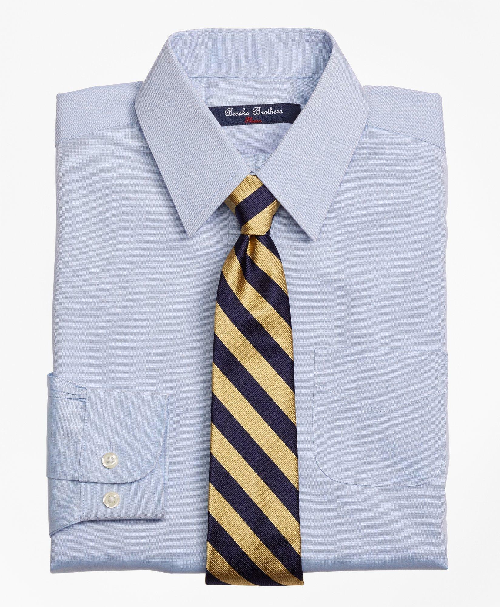 Brooks Brothers Boys Non-Iron Supima Pinpoint Cotton Forward Point Dress Shirt | Light Blue