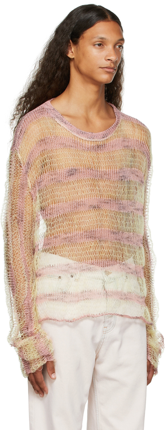 Vitelli SSENSE Exclusive Yellow u0026 Pink Distressed Sweater