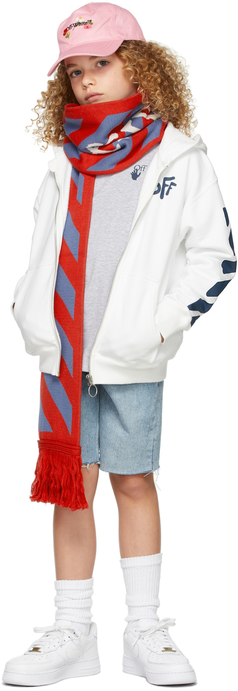 off white red zip up hoodie