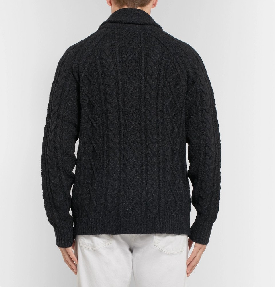 Polo Ralph Lauren - Shawl-Collar Cable-Knit Wool and Cashmere-Blend Cardigan  - Men - Charcoal Polo Ralph Lauren