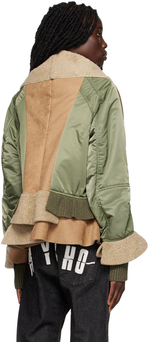 Undercover Khaki Paneled FauxShearling Bomber Jacket Undercover