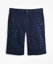 Brooks Brothers Boys Cotton Bug Embroidered Chino Shorts | Navy