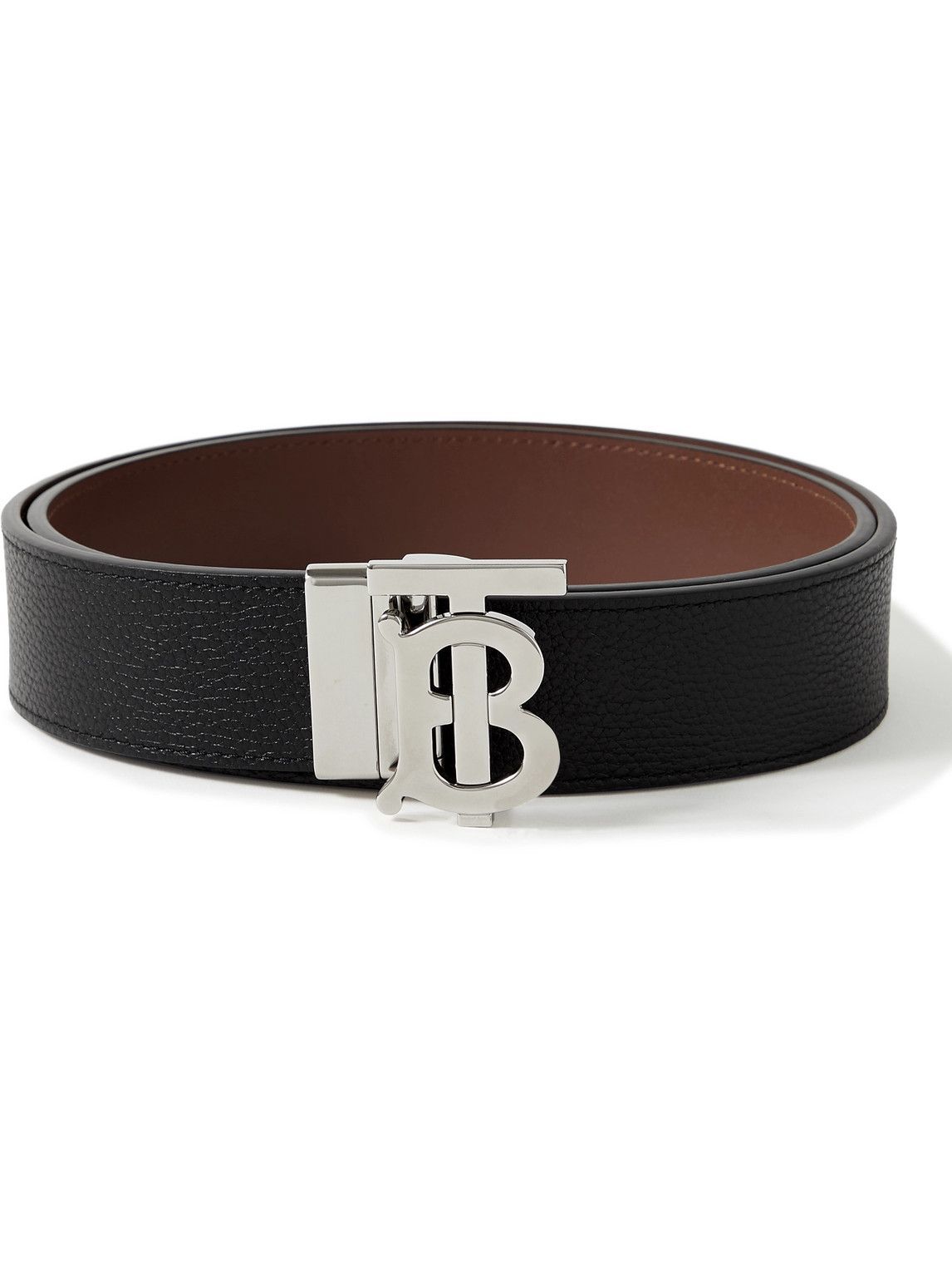 Burberry - 3.5cm Reversible Leather Belt - Black Burberry