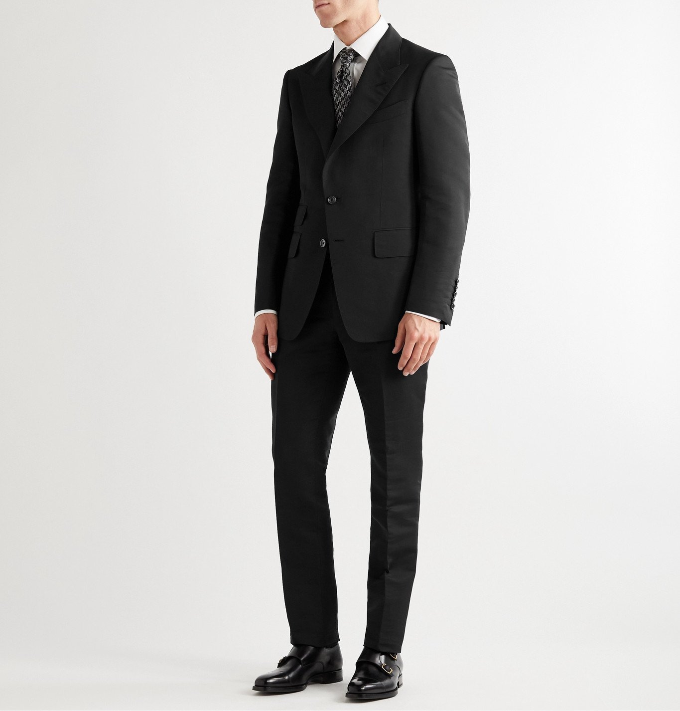 TOM FORD - Shelton Slim-Fit Cotton and Silk-Blend Suit Trousers - Black ...