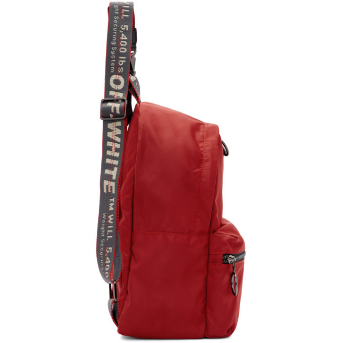 red off white backpack