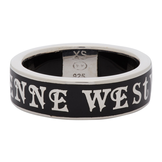 Vivienne Westwood Silver and Black Conduit Street Ring Vivienne Westwood