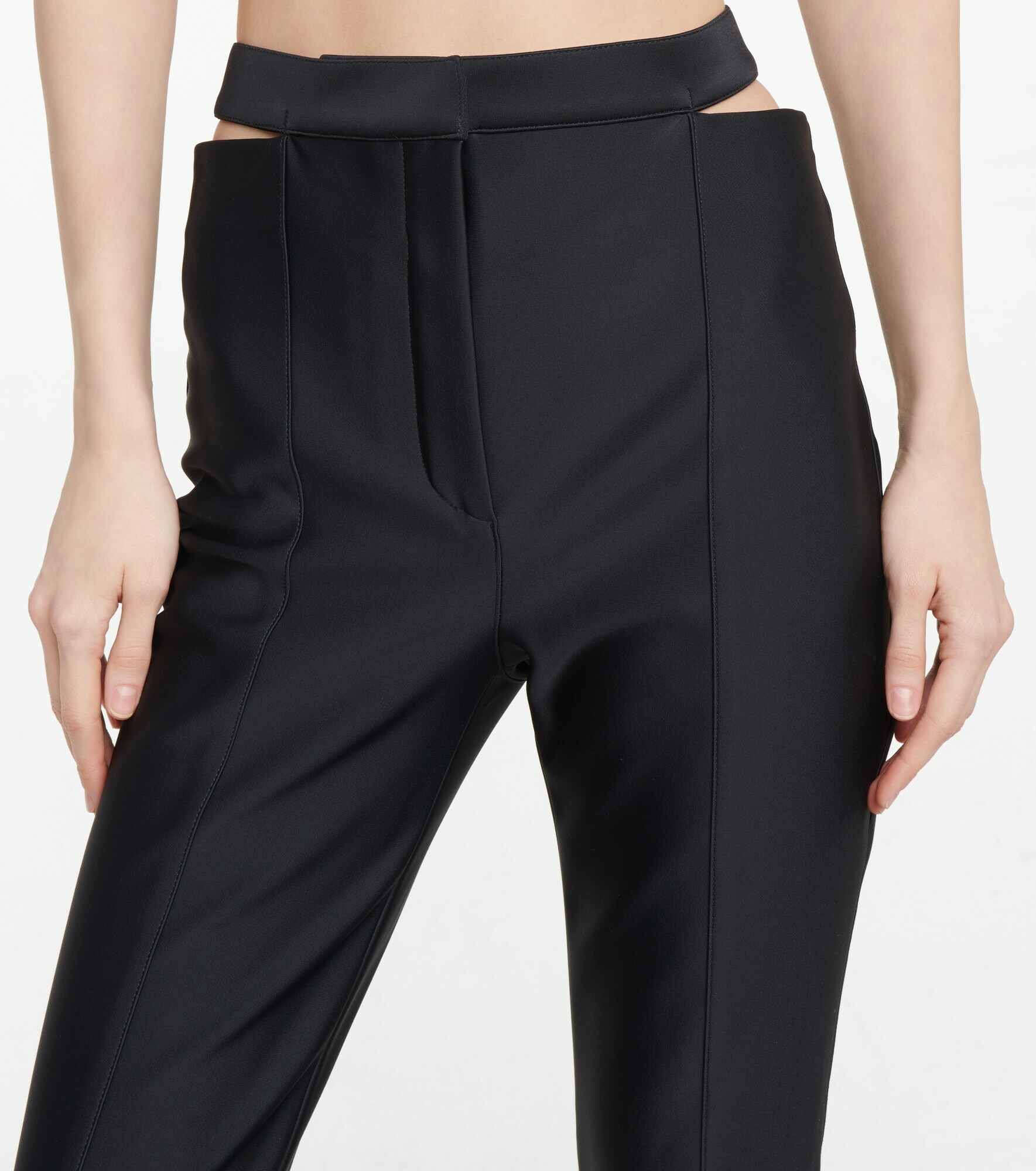 Mugler Cutout scuba midrise flared pants Mugler