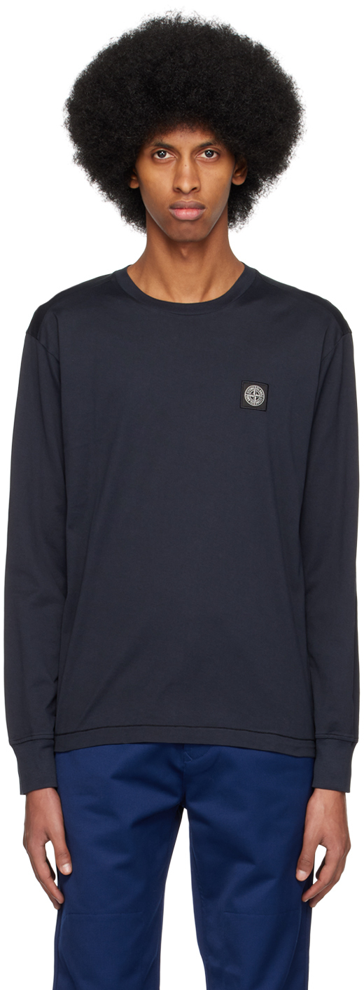 Stone Island Navy Patch Long Sleeve TShirt Stone Island
